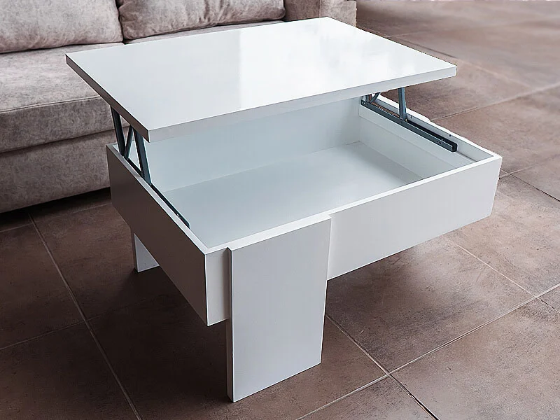 mesita estilo modeno funcional color blanco laminado