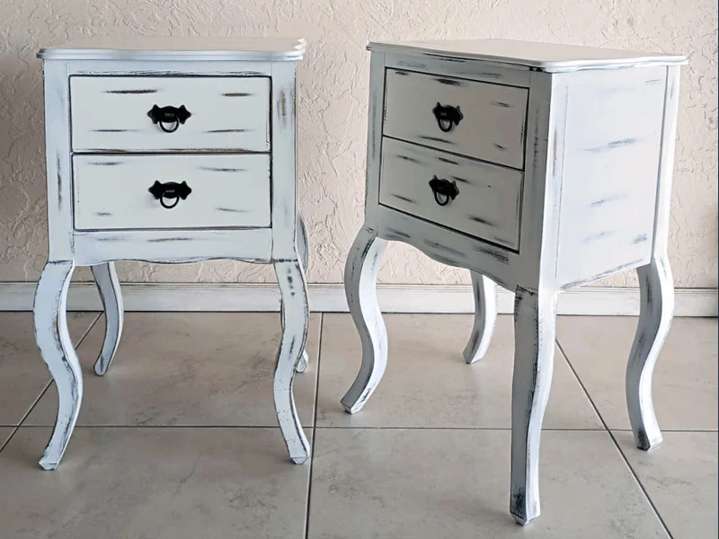 Mesistas de Luz estilo vintage color blanco conjunto para dormitorio